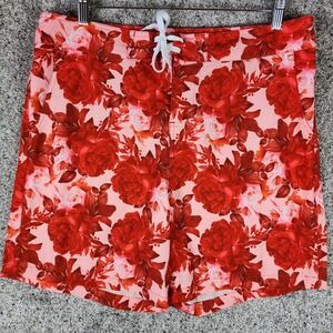 Kortni Jeane Swim Trunks Mens 34 Floral Red Rose Board Shorts Excellent